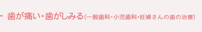 歯が痛い・歯がしみる（一般歯科・小児歯科・妊婦さんの歯の治療）